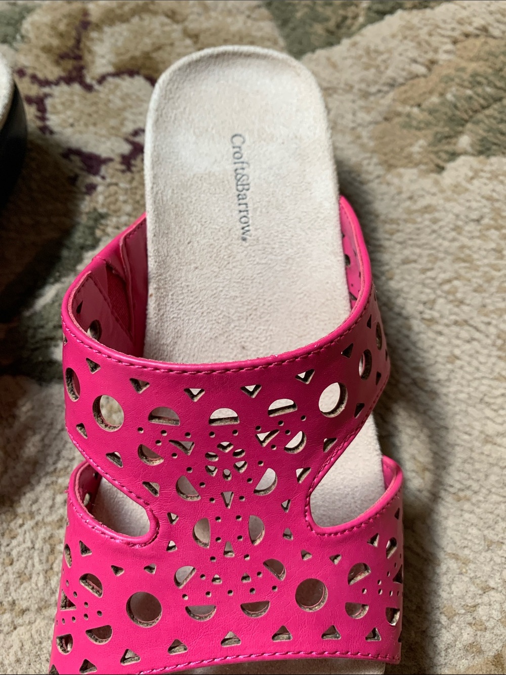 croft & barrow Pink Laser-Cut Slide Sandals - Picture 3 of 4